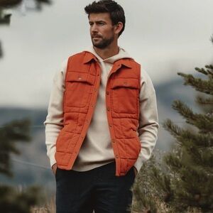 The Normal Brand Men's Jackie Premium Fleece Lodge Vest Fire Orange Large Hiking